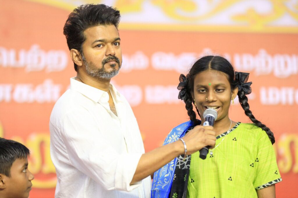 Vijay with a visually challenged student