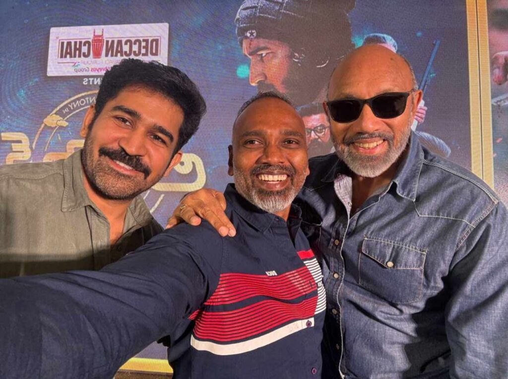 Director Vijay Milton with Vijay Antony and Sathyaraj 