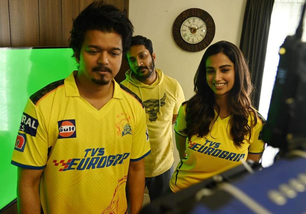 Meenakshi and Vijay shooting GOAT scene